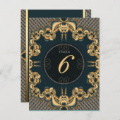 Aquamarin Art Alternative Wedding Menu Tischnummer (Vorne/Hinten)