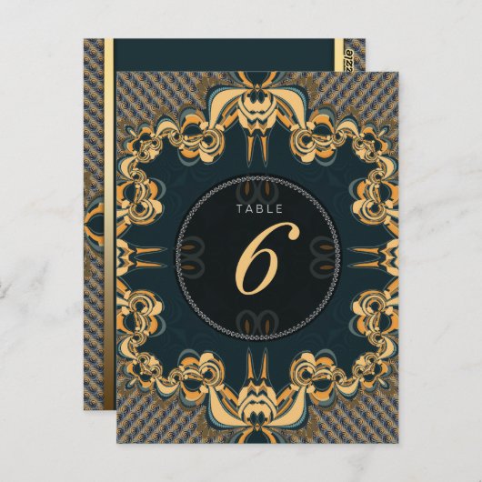 Aquamarin Art Alternative Wedding Menu Tischnummer (Vorne/Hinten)