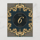 Aquamarin Art Alternative Wedding Menu Tischnummer (Vorderseite)