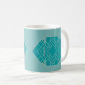 Aquamarin Art Deco Quilt Inspiriert Kaffeetasse (VorderseiteRechts)