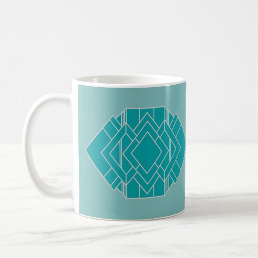 Aquamarin Art Deco Quilt Inspiriert Kaffeetasse (Links)