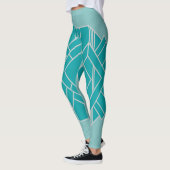Aquamarin Art Deco Quilt Inspiriert Leggings (Links)