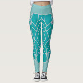 Aquamarin Art Deco Quilt Inspiriert Leggings (Vorderseite)