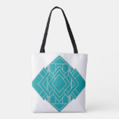 Aquamarin Art Deco Quilt Inspiriert Tasche (Rückseite)