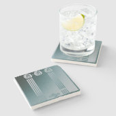 Aquamarin Art Nouveau, Ronnie C Mackintosh, Rose D Steinuntersetzer (Seitenansicht)