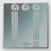 Aquamarin Art Nouveau, Ronnie C Mackintosh, Rose D Steinuntersetzer (Vorderseite)