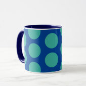 Aquamarin auf Blue Polka Dot Art Tassen Cup (Vorderseite Links)