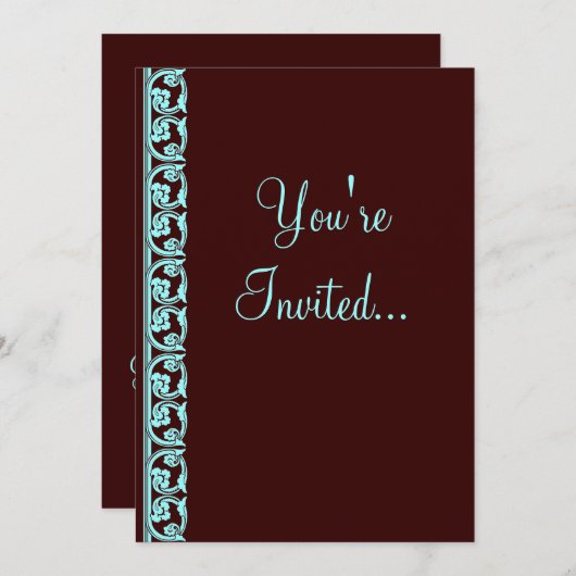 Aquamarin auf Schokolade Einladung (Vorne/Hinten)