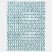 Aquamarin auf weißem ethnischem Muster, Blume, Che Fleecedecke (Vorderseite)