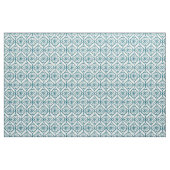 Aquamarin auf weißem ethnischem Muster, Blume, Che Stoff (Yard (91,4 cm))