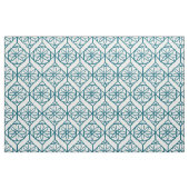 Aquamarin auf weißem ethnischem Muster, Blume, Che Stoff (Fat Quarter (45,7 x 55,9 cm))
