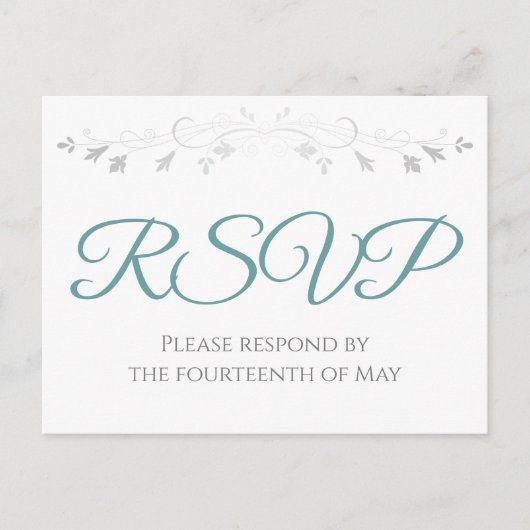 Aquamarin auf White Simple Elegante Wedding UAWG Postkarte (Vorderseite)