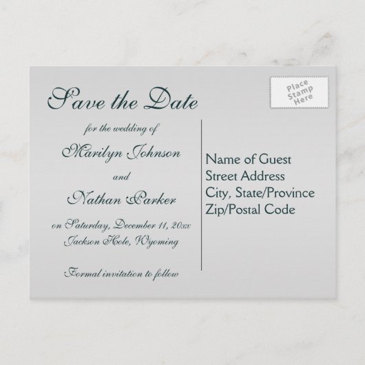 Aquamarin auf Zupter Save the Date Postkarte (Rückseite)