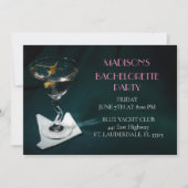 Aquamarin Bachelorette Martini Brautparty Einladung (Vorderseite)