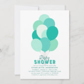 Aquamarin Balloons Kinderdusche Einladung (Vorderseite)