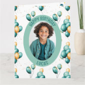 Aquamarin Balloons Muster Foto Karte (Vorderseite)