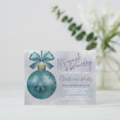 Aquamarin Bauble Lila Glitzer Script Weihnachts-Pa Postkarte (Stehend Vorderseite)