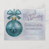 Aquamarin Bauble Lila Glitzer Script Weihnachts-Pa Postkarte (Vorderseite)