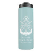 Aquamarin Beach House Familienname Anchor Thermosbecher (Vorderseite)
