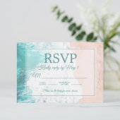 Aquamarin Beach Ocean Sand Wedding RSVP #1 Karte (Stehend Vorderseite)
