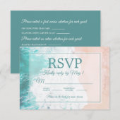 Aquamarin Beach Ocean Sand Wedding RSVP #1 Karte (Vorne/Hinten)