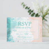 Aquamarin Beach Ocean Sand Wedding RSVP #2 (Stehend Vorderseite)