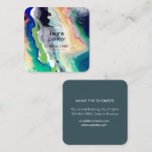 Aquamarin Beach Wasserfarbe Abstrakter Spritzer Ar Quadratische Visitenkarte (Vorne/Hinten)