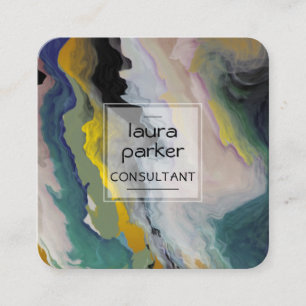 Aquamarin Beach Watercolor Abstrakter Spritzer Quadratische Visitenkarte