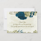 aquamarin-beige-Blume botanische Hochzeit Dankeskarte (Vorderseite)