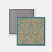 Aquamarin Beige Damask Magnet (Vorderseite/Rückseite)
