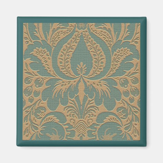 Aquamarin Beige Damask Magnet (Vorne)