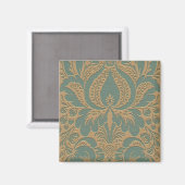 Aquamarin Beige Damask Magnet (Vorderseite/Rückseite)