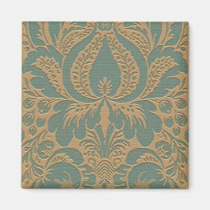 Aquamarin Beige Damask Magnet