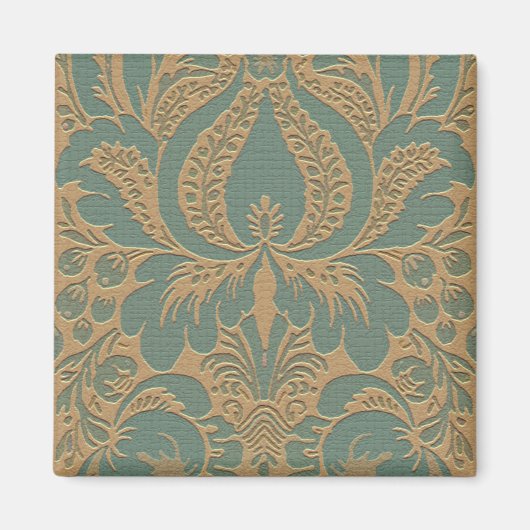 Aquamarin Beige Damask Magnet (Vorne)