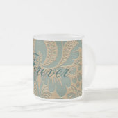 Aquamarin Beige Damask Mattglastasse (VorderseiteRechts)