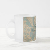Aquamarin Beige Damask Mattglastasse (Links)