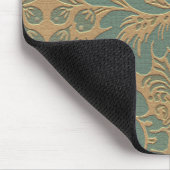 Aquamarin Beige Damask Mousepad (Ecke)
