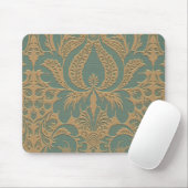 Aquamarin Beige Damask Mousepad (Mit Mouse)