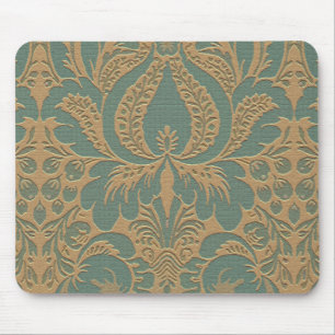 Aquamarin Beige Damask Mousepad