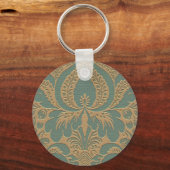 Aquamarin Beige Damask Schlüsselanhänger (Rückseite)