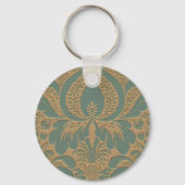 Aquamarin Beige Damask Schlüsselanhänger (Rückseite)