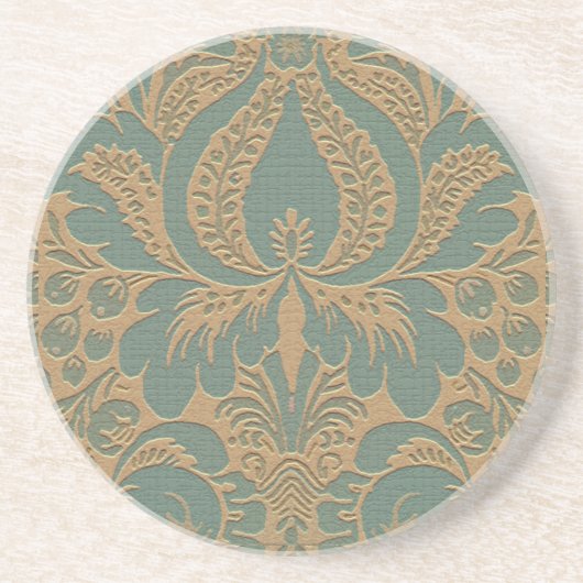 Aquamarin Beige Damask Untersetzer (Vorne)