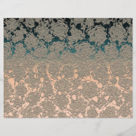 Aquamarin Beige Sukkulente florale Metallic Muster