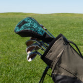 Aquamarin Black Floral Mandala Monogram Golf Headcover (In SItu)