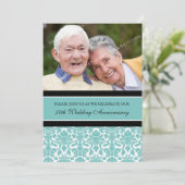 Aquamarin Black Foto 50 Jahre Party Einladung (Stehend Vorderseite)