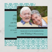 Aquamarin Black Foto 50 Jahre Party Einladung (Vorne/Hinten)