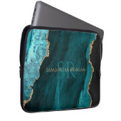 Aquamarin, Black & Gold Agate, DIY Gold Name & Mon Laptopschutzhülle (Vorne Rechts)