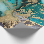 Aquamarin Black Gold Alcohol Ink Fluid Artabstract Geschenkpapier (Ecke)