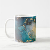 Aquamarin Black Gold Alcohol Ink Fluid Artabstract Kaffeetasse (Links)