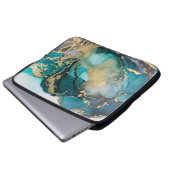 Aquamarin Black Gold Alcohol Ink Fluid Artabstract Laptopschutzhülle (Vorne Knopf)